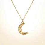 Textured Crescent Moon Pendant Necklace - Image 2