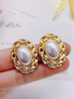 Vintage Wreath Pearl Stud Earrings - Image 2