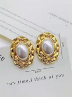 Vintage Wreath Pearl Stud Earrings - Image 6