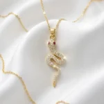 Pave Serpent Charm Necklace