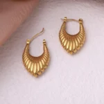 Ribbed Shell Hoop Earrings