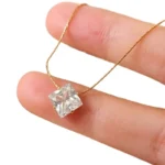 Solitaire Square CZ Necklace - Image 3