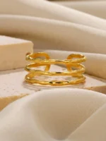 Layered Trio Band Adjustable Finger Ring - Image 3