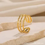 Layered Trio Band Adjustable Finger Ring - Image 2