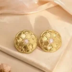 Honeycomb Pearl Stud Earrings