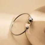 Minimalist Orb Cuff Bangle Bracelet - Image 2