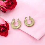 Ridged Gold Hoop Earrings - Image 6
