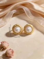 Baroque Pearl Stud Earrings - Image 3