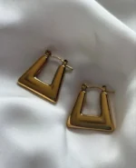 Chunky Trapezoid Hoop Earrings - Image 6
