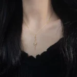 Coiled Crystal Viper Pendant Necklace - Image 4