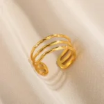 Layered Trio Band Adjustable Finger Ring