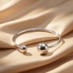 Minimalist Orb Cuff Bangle Bracelet - Image 3