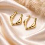 Asymmetric Fold Gold Hoops Earrings