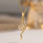 Coiled Crystal Viper Pendant Necklace