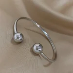 Minimalist Orb Cuff Bangle Bracelet - Image 7