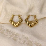 Twisted Square Gold Hoop Earrings