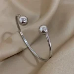 Minimalist Orb Cuff Bangle Bracelet - Image 6