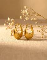 Dimpled Puff Hoop Earrings - Image 2