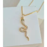 Coiled Crystal Viper Pendant Necklace - Image 2