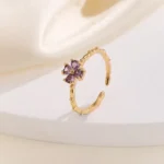 Purple Flower Vine Adjustable Finger Ring