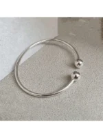 Minimalist Orb Cuff Bangle Bracelet - Image 8