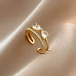 Crystal Bow Tie Double Ring - Image 3