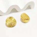 Hammered Love Disc Earrings - Image 3