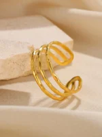Layered Trio Band Adjustable Finger Ring - Image 6