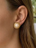 Baroque Pearl Stud Earrings - Image 5