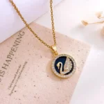 Onyx Swan Pendant Necklace
