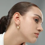 Dimpled Puff Hoop Earrings - Image 3