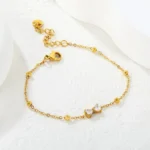 Dainty Bow Charm Chain Bracelet - Image 2