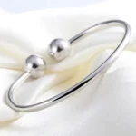 Minimalist Orb Cuff Bangle Bracelet - Image 5