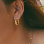 Engraved Garden Gold Hoops Earrings - Image 6