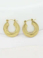 Ridged Gold Hoop Earrings - Image 5