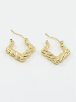 Twisted Square Gold Hoop Earrings - Image 8