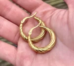 Braided Gold Hoop Earrings - Image 3
