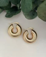 Ridged Gold Hoop Earrings - Image 7