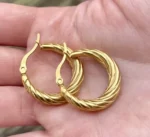 Braided Gold Hoop Earrings - Image 4