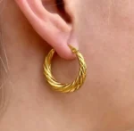 Braided Gold Hoop Earrings - Image 5