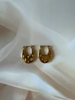 Dimpled Puff Hoop Earrings - Image 5