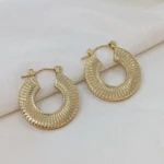 Ridged Gold Hoop Earrings