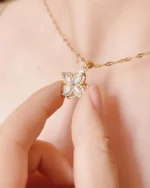 Blossom Quartz Clover Pendant Necklace - Image 2