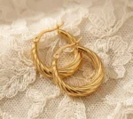 Braided Gold Hoop Earrings - Image 2