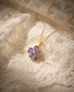 Purple Blossom Clover Pendant Necklace - Image 4