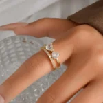 Crystal Bow Tie Double Ring - Image 2