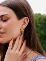 Hammered Triangle Stud Earrings - Image 8