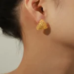 Hammered Triangle Stud Earrings - Image 3