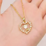 White Rose Heart Pendant Necklace - Image 2