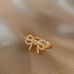 Sparkle Ribbon Bow Open Ring - Image 2